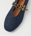 Mollini Haizell Dark Denim Fabric Black Leather