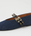 Mollini Haizell Dark Denim Fabric Black Leather