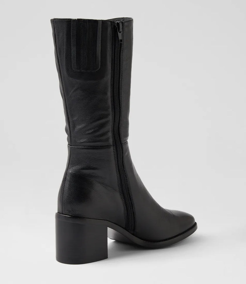 Mollini Sesina Black/ Black Leather Calf Boots