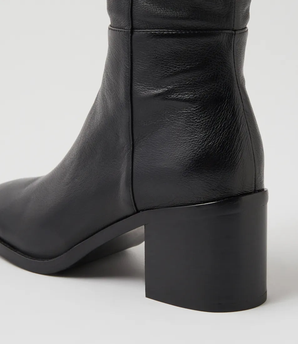 Mollini Sesina Black/ Black Leather Calf Boots
