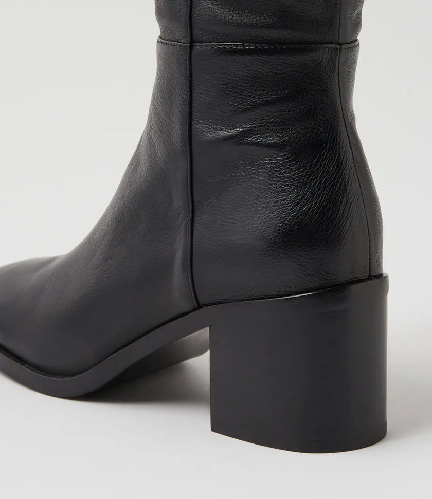 Mollini Sesina Black/ Black Leather Calf Boots