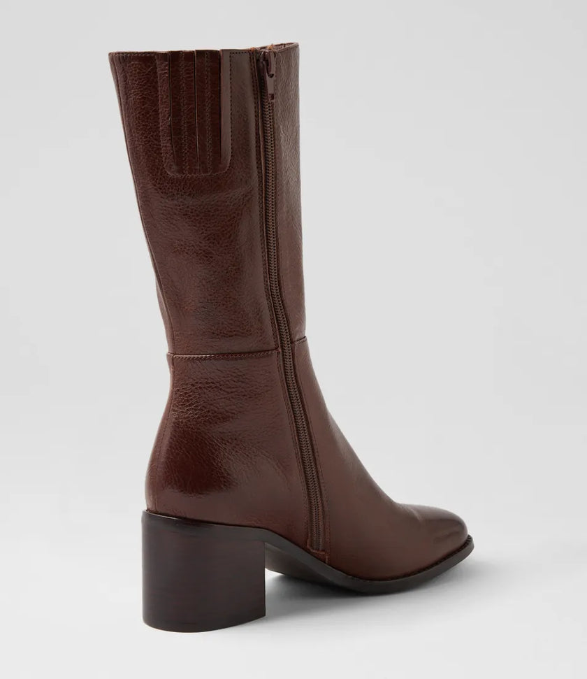 Mollini Sesina Choc Dark Brown Leather Calf Boots