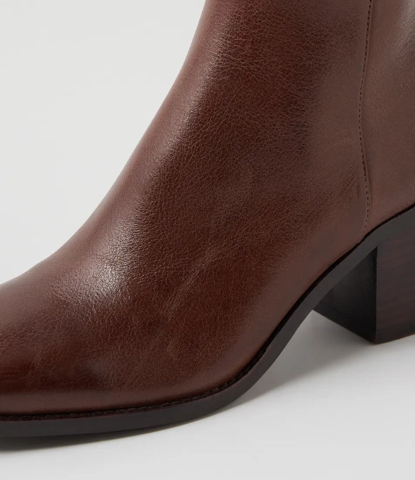 Mollini Sesina Choc Dark Brown Leather Calf Boots
