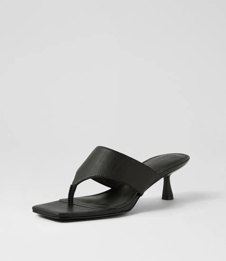 Mollini Torina Thong Heels Black Leather