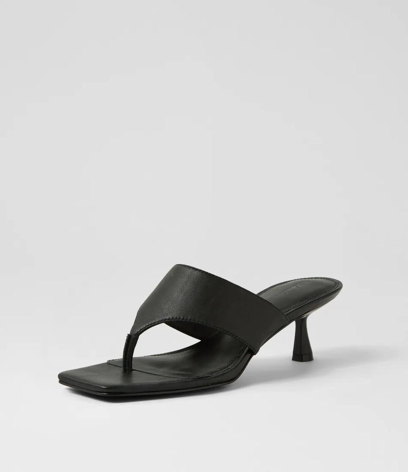 Mollini Torina Thong Heels Black Leather