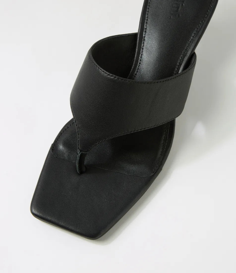 Mollini Torina Thong Heels Black Leather