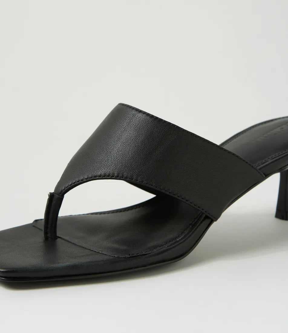 Mollini Torina Thong Heels Black Leather