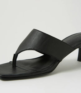 Mollini Torina Thong Heels Black Leather