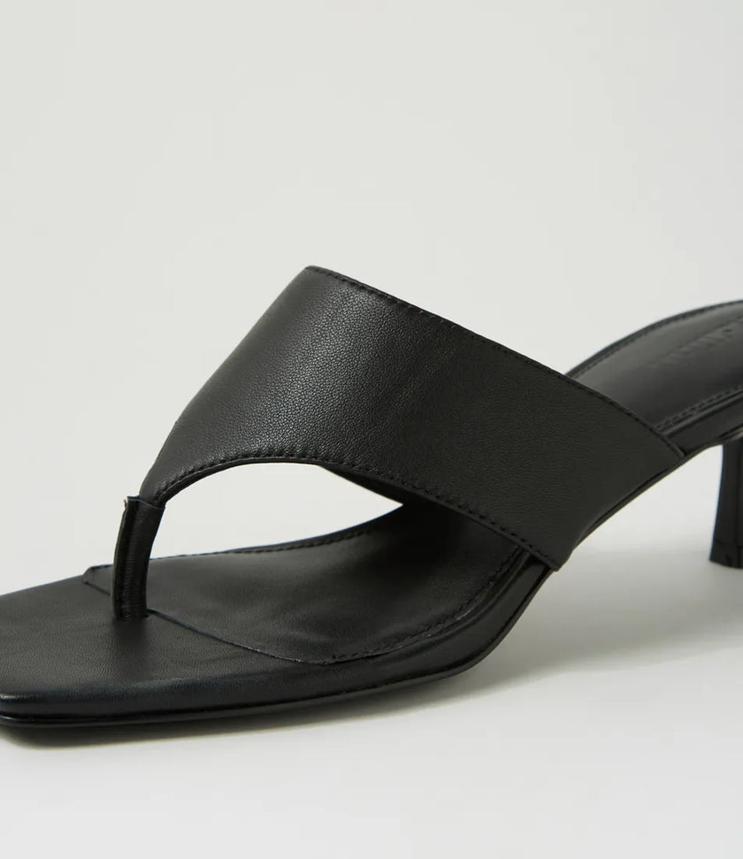 Mollini Torina Thong Heels Black Leather