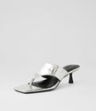 Mollini Torina Thong Heels Silver Crinkle Leather