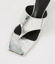 Mollini Torina Thong Heels Silver Crinkle Leather
