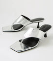 Mollini Torina Thong Heels Silver Crinkle Leather