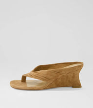 Load image into Gallery viewer, Mollini Febbe Coffee Suede Wedge Heel

