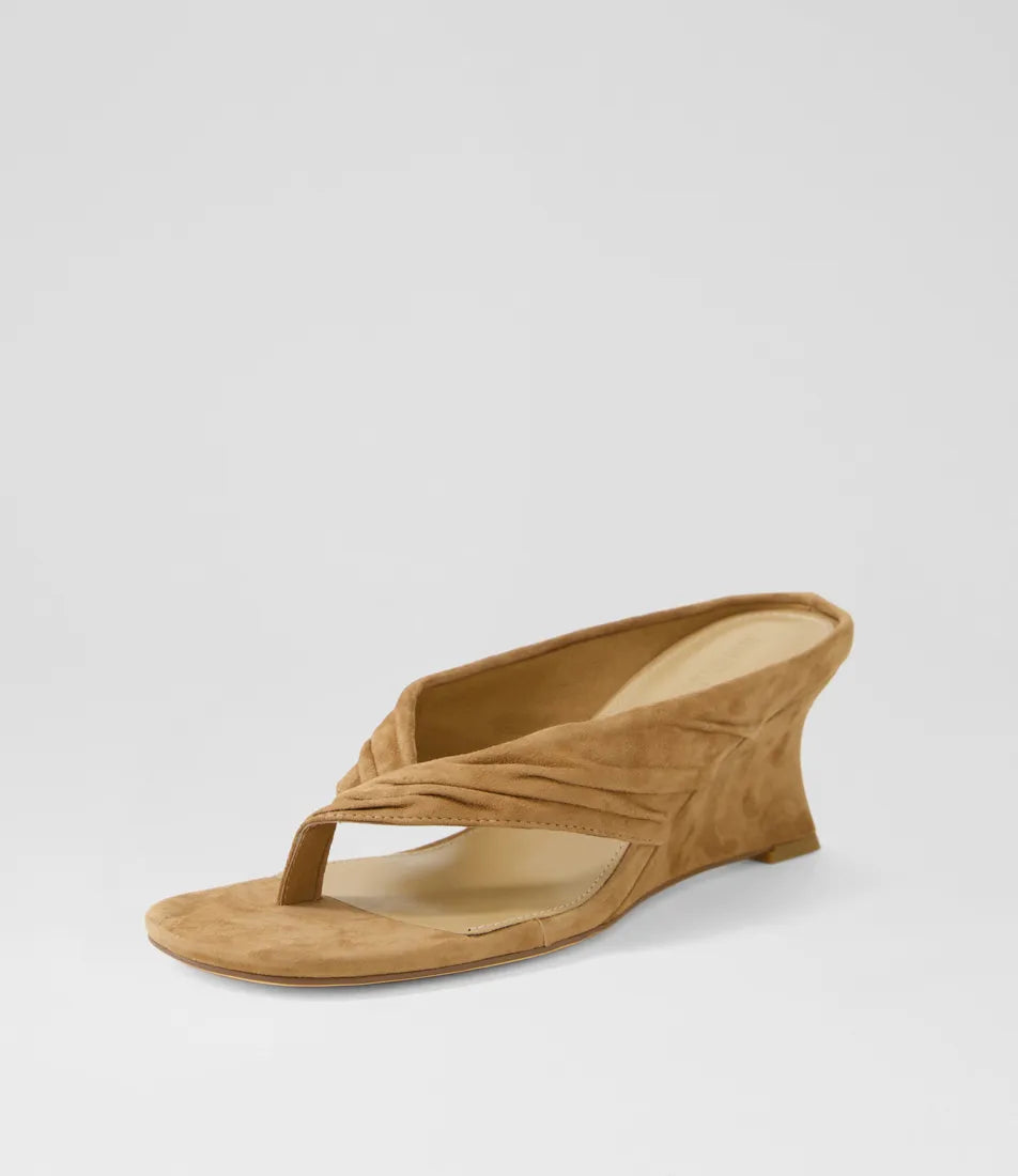 Mollini Febbe Wedge Heel Sandals Coffee Suede