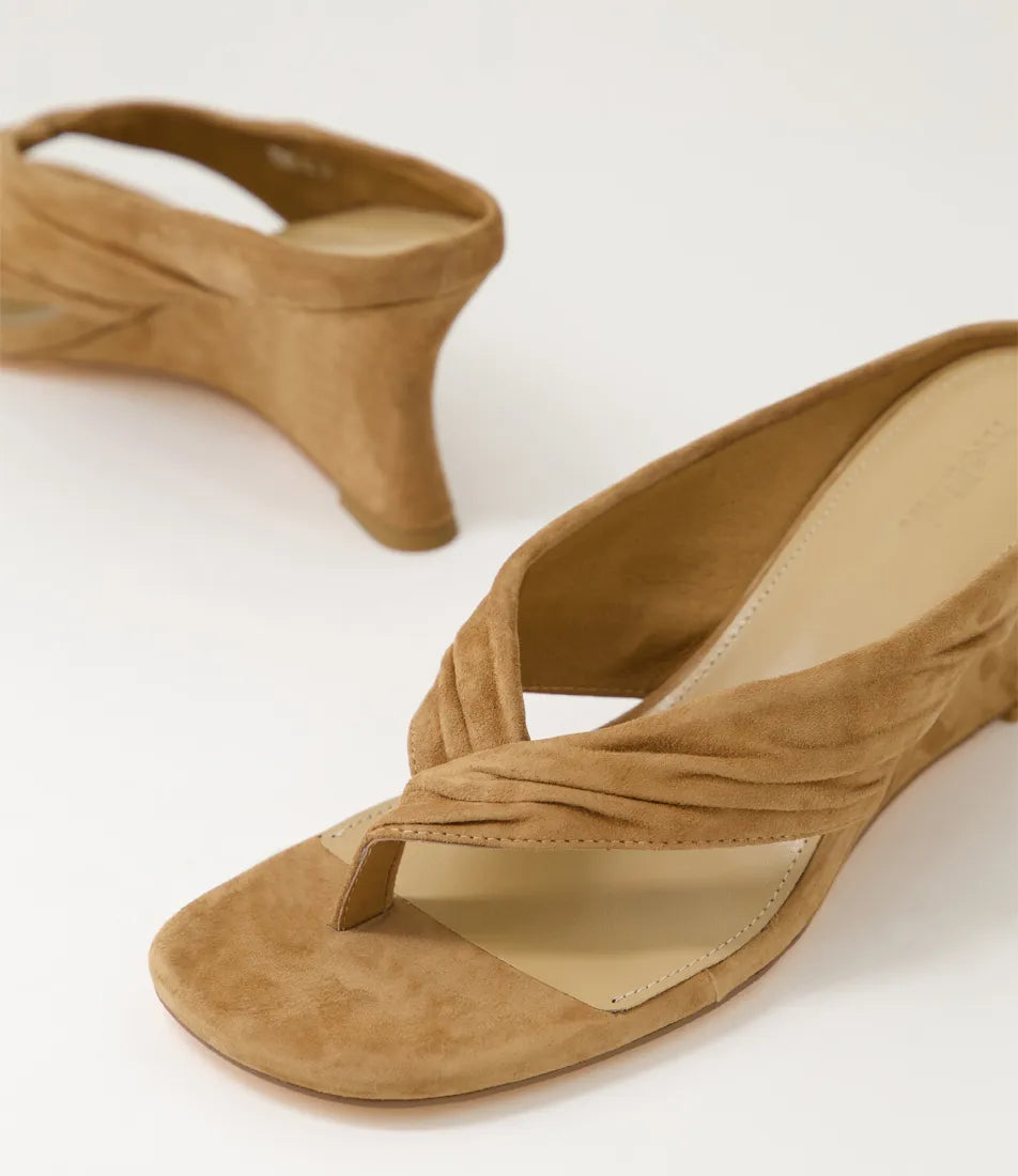 Mollini Febbe Wedge Heel Sandals Coffee Suede