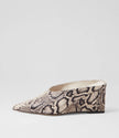 Mollini Loe Cream & Black Snake Print Leather Wedge Heel