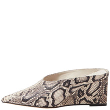 Load image into Gallery viewer, Mollini Loe Cream &amp; Black Snake Print Leather Wedge Heel
