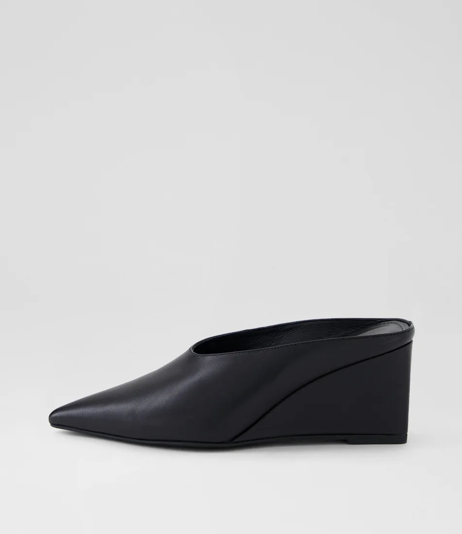Mollini Loe Black Leather Wedge Heel