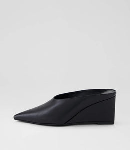 Mollini Loe Black Leather Wedge Heel