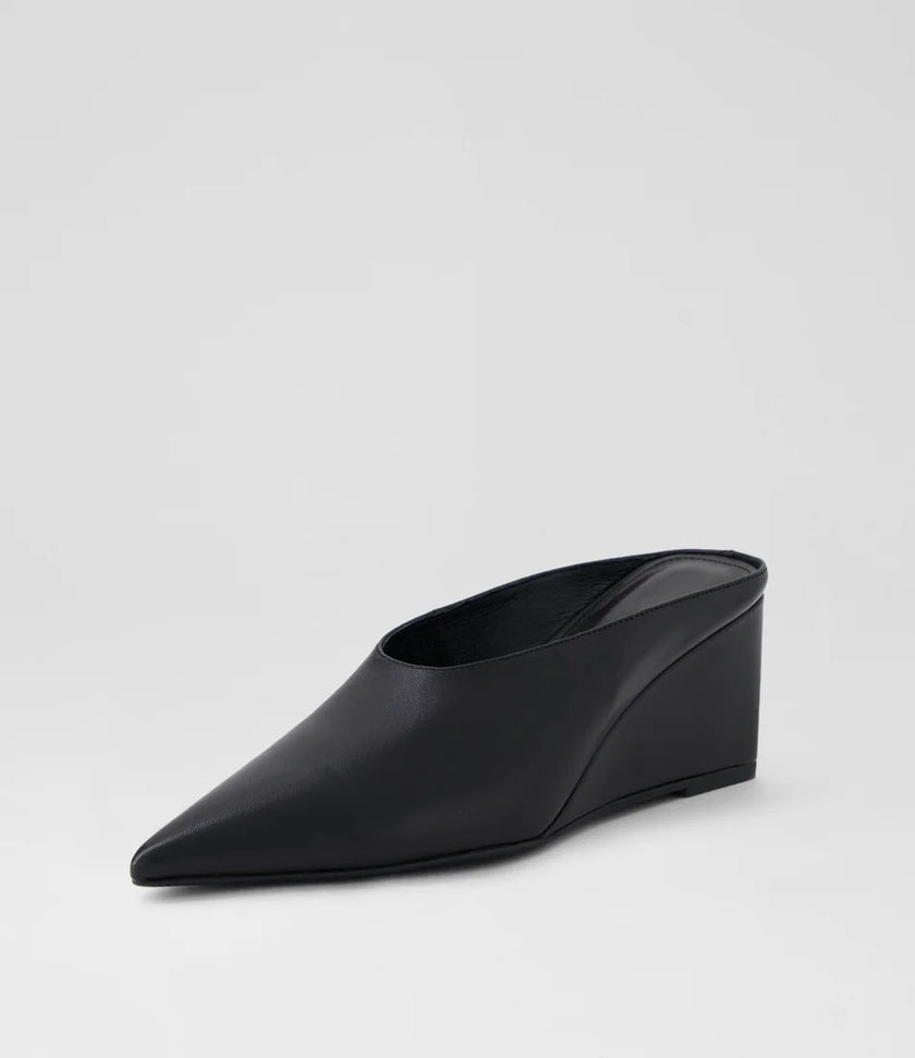 Mollini Loe Black Leather Wedge Heel