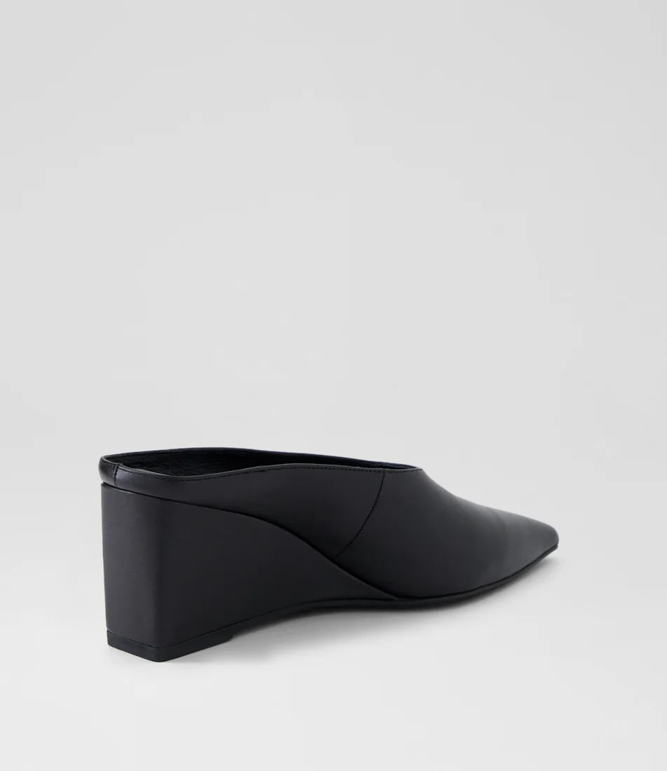 Mollini Loe Black Leather Wedge Heel