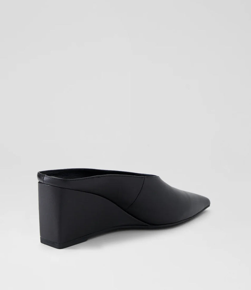 Mollini Loe Black Leather Wedge Heel
