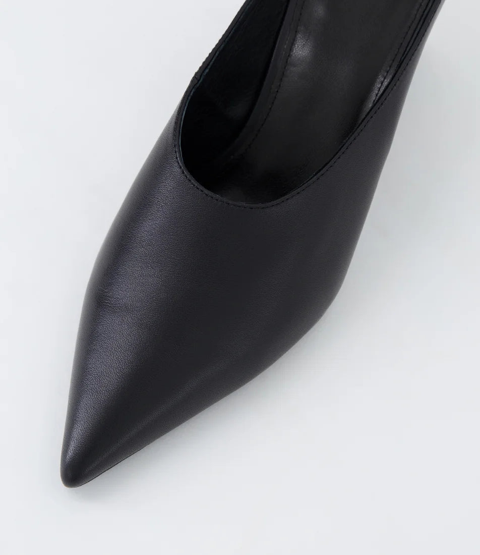 Mollini Loe Black Leather Wedge Heel