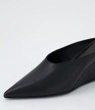 Load image into Gallery viewer, Mollini Loe Black Leather Wedge Heel
