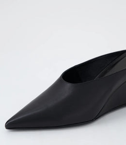 Mollini Loe Black Leather Wedge Heel