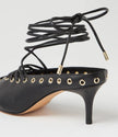 Mollini Lanni Black Leather Lace Up Heels
