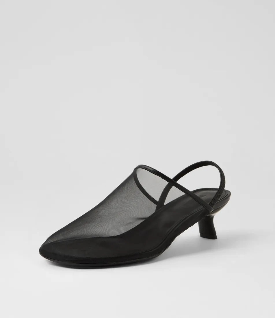 Mollini Ican Mesh Leather Heels Black