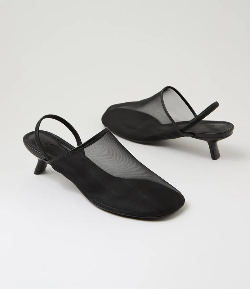 Mollini Ican Mesh Leather Heels Black