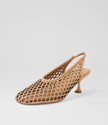 Mollini Atuned Camel Leather Slingback Heels