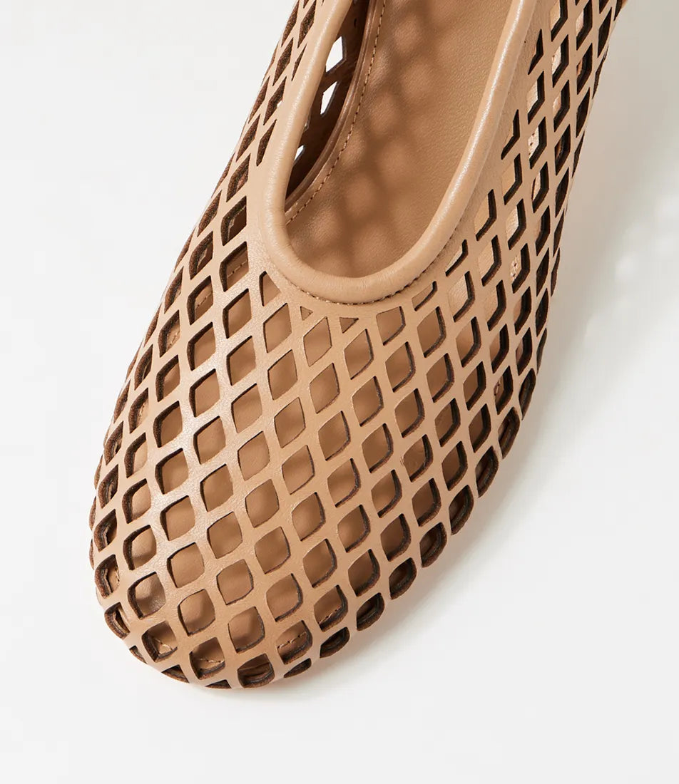Mollini Atuned Camel Leather Slingback Heels