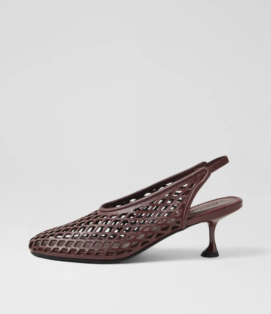 Mollini Atuned Burgundy Leather Slingback Heels