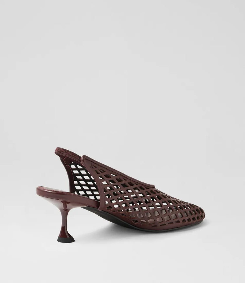 Mollini Atuned Burgundy Leather Slingback Heels