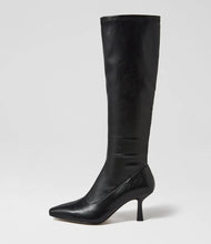 Load image into Gallery viewer, Mollini Andria Knee High Boots Black Tumble Smooth
