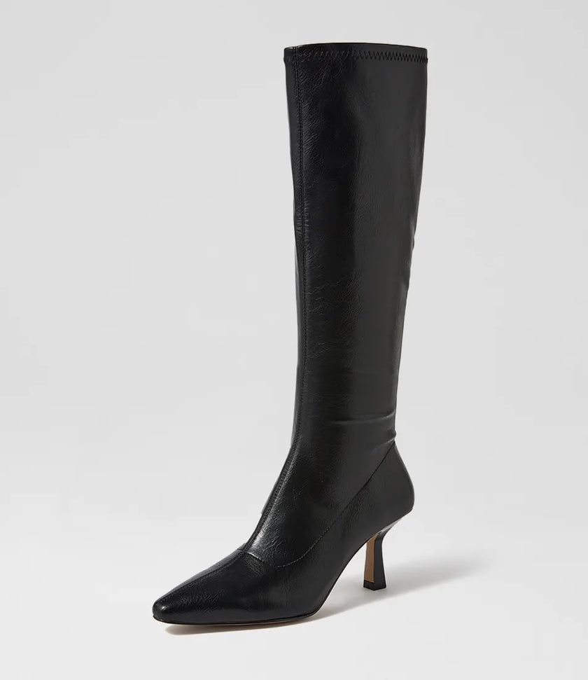 Mollini Andria Knee High Boots Black Tumble Smooth