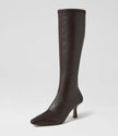 Mollini Andria Knee High Boots Dark Choc Tumble Smooth