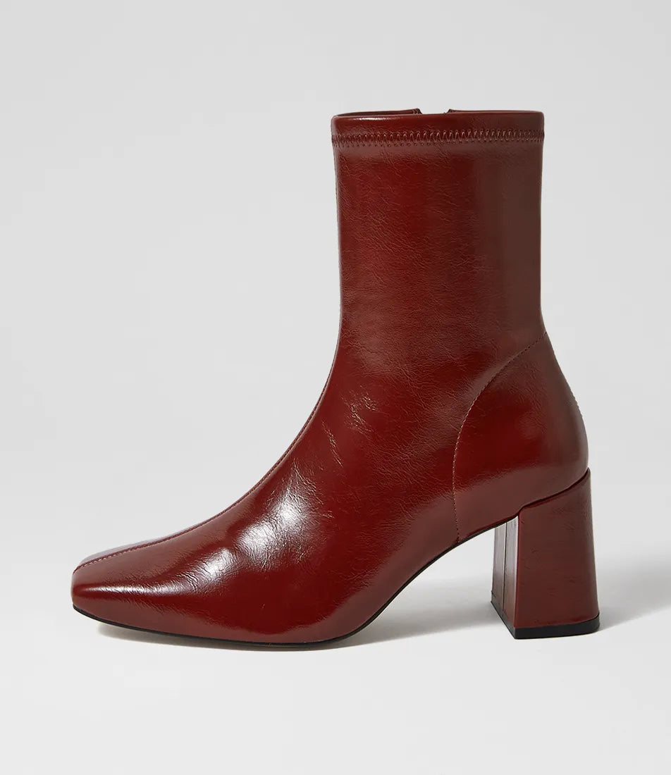 Mollini Wilara Ankle Boot Burgundy Stretch Smooth