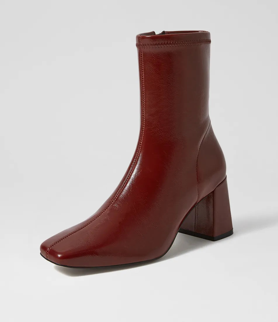 Mollini Wilara Ankle Boot Burgundy Stretch Smooth
