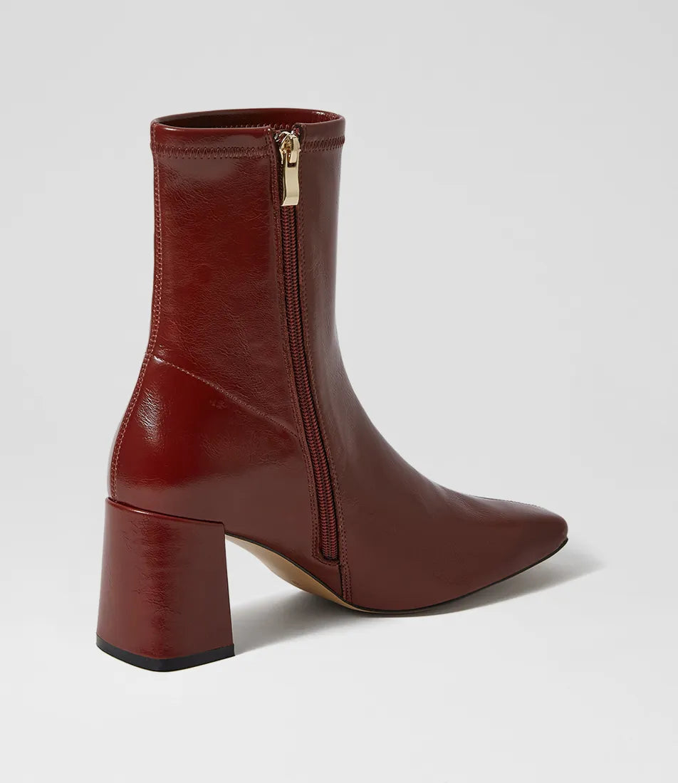 Mollini Wilara Ankle Boot Burgundy Stretch Smooth