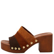 Mollini Ginia Retro Clog Heels Brown Multi Suede