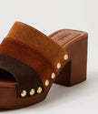 Mollini Ginia Retro Clog Heels Brown Multi Suede
