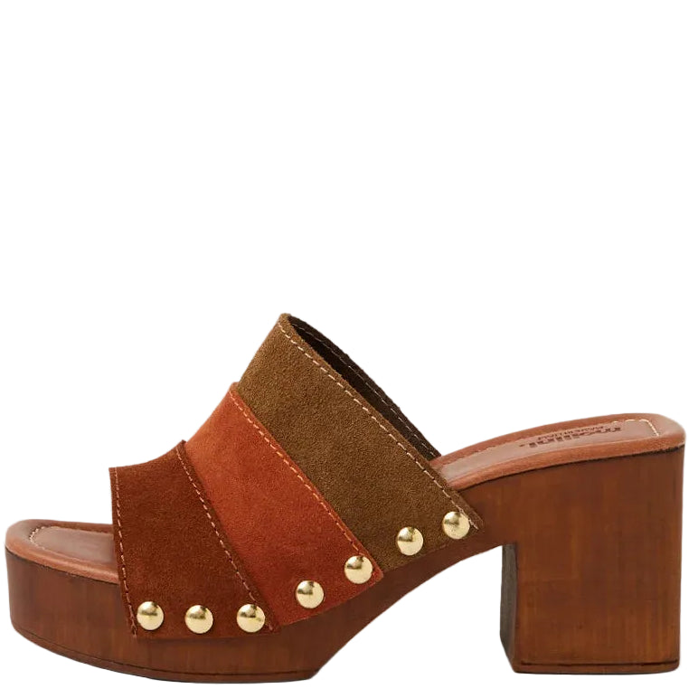 Mollini Ginia Retro Clog Heels Earth Multi Suede