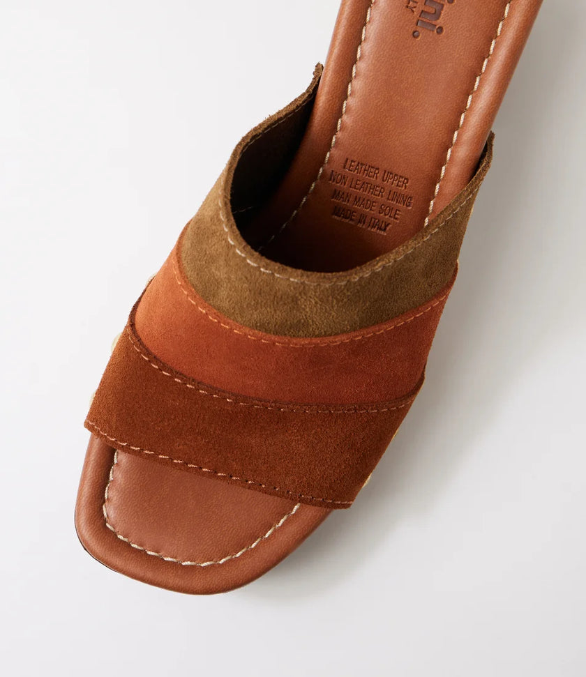 Mollini Ginia Retro Clog Heels Earth Multi Suede