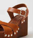 Mollini Junah Retro Clog Wedge Heels Caramello Suede/ Leather