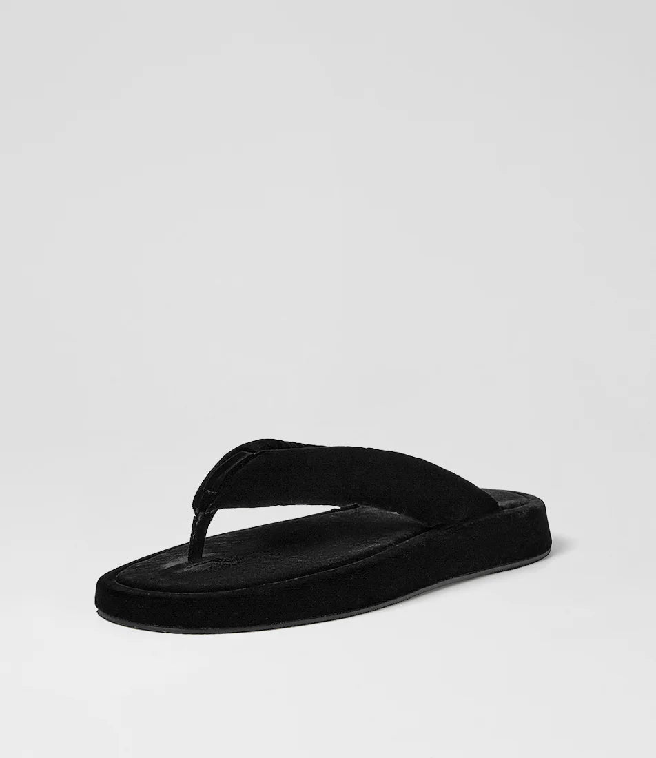 Mollini Ajami Velvet Thongs Black