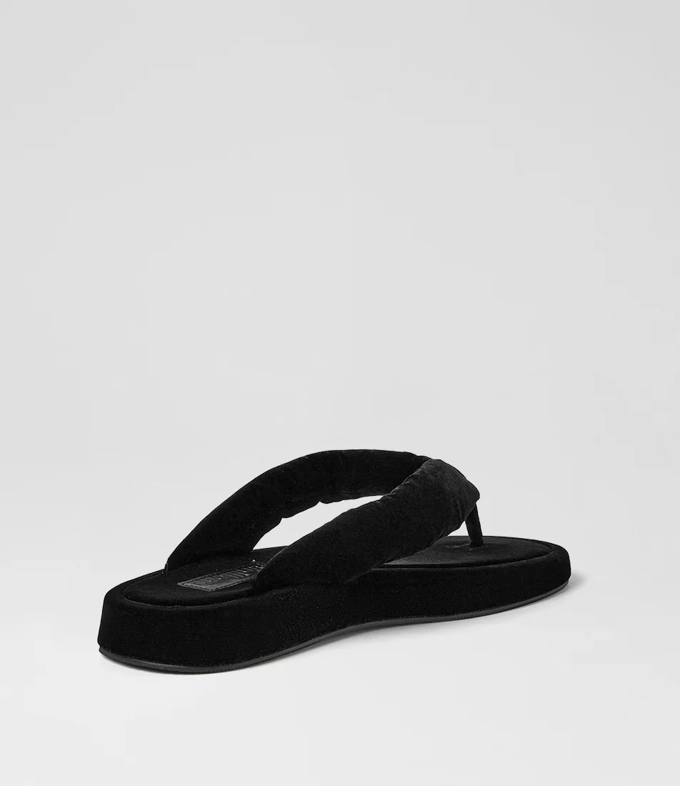 Mollini Ajami Velvet Thongs Black