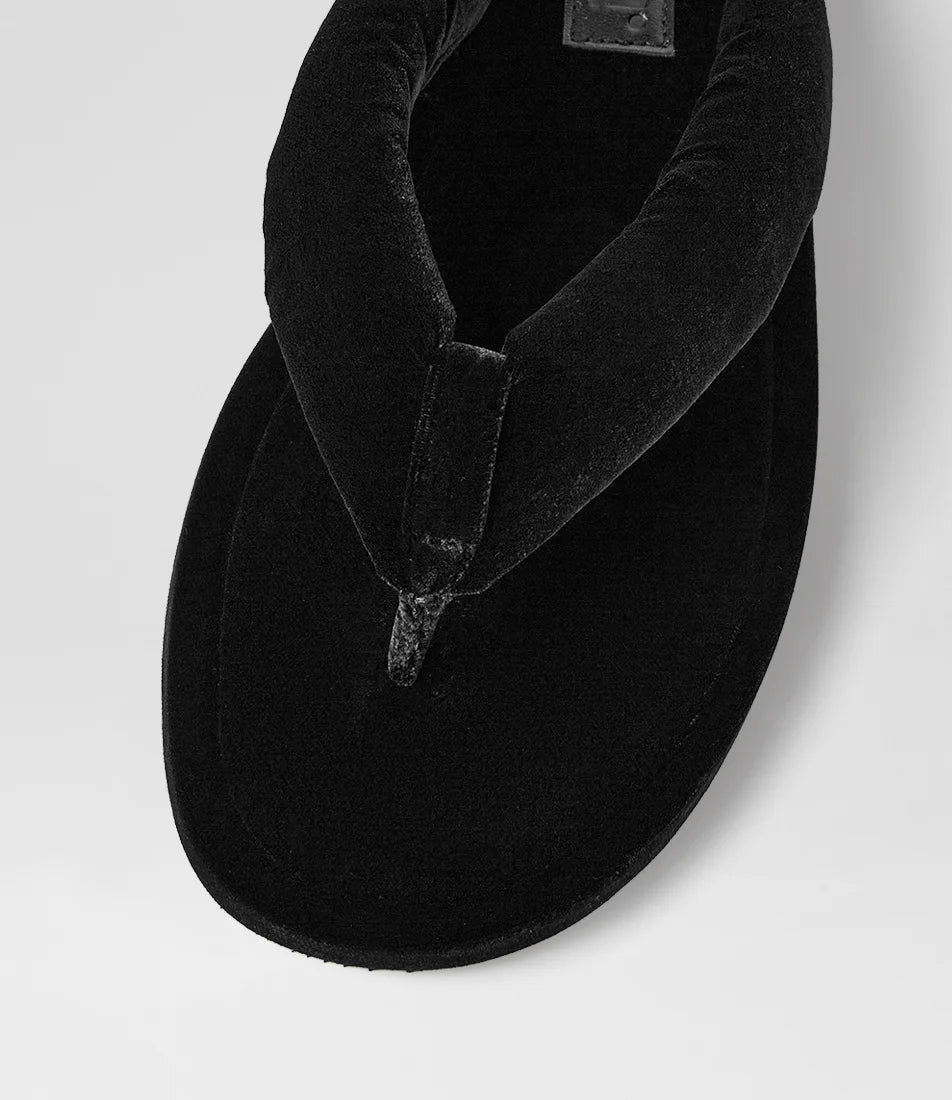 Mollini Ajami Velvet Thongs Black